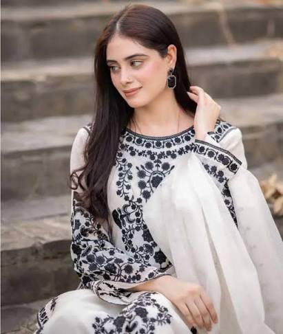 White Embroidered 3-Piece Suit (Stitched Pret)